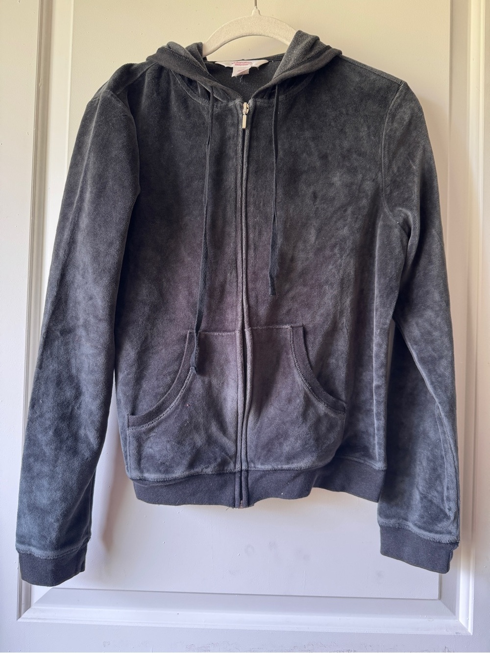 Charcoal Velour Zip Hoodie